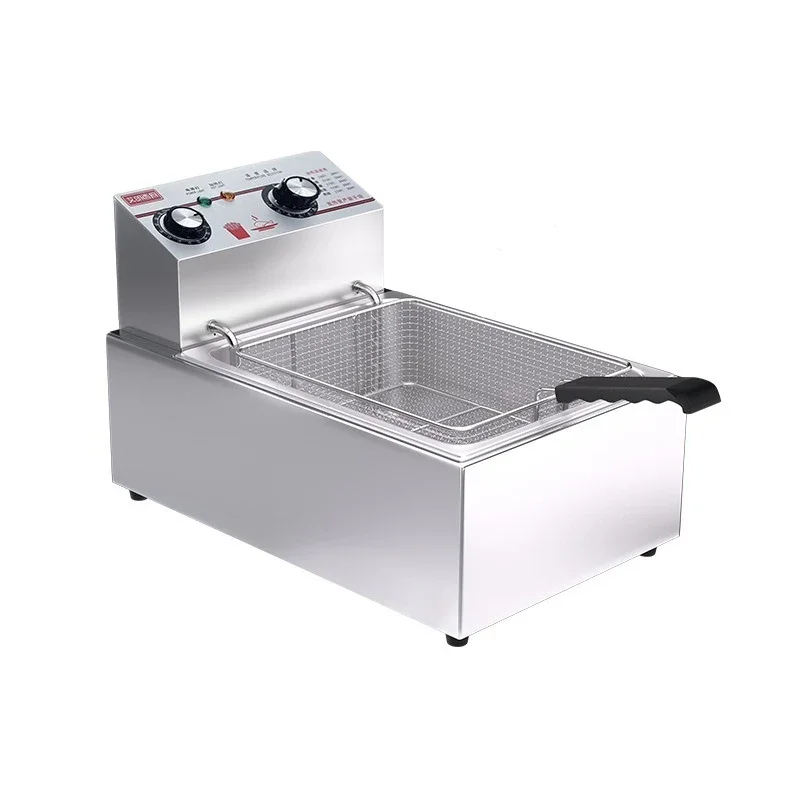 ماكينة مقلاة ذات خزان مزدوج تجارية تعمل بالغاز الكهربائي لبطاطس الدجاج تاكوياكي مثالية لأعمال المواد الغذائية في الشوارع