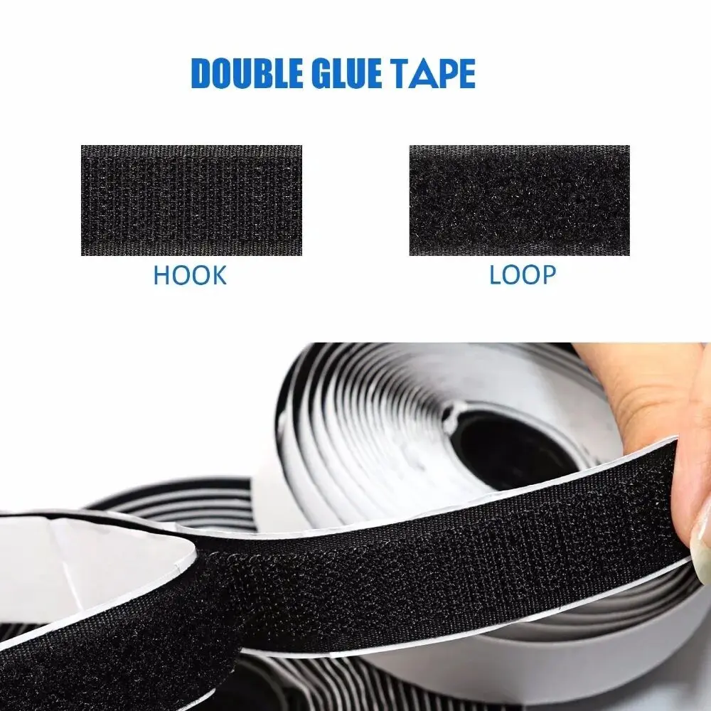 Reusable Nylon Sticker Tapes Extra Strong Self-Adhesive Double Sided Fastener Hook and Loop with Glue for DIY Craft Accessories