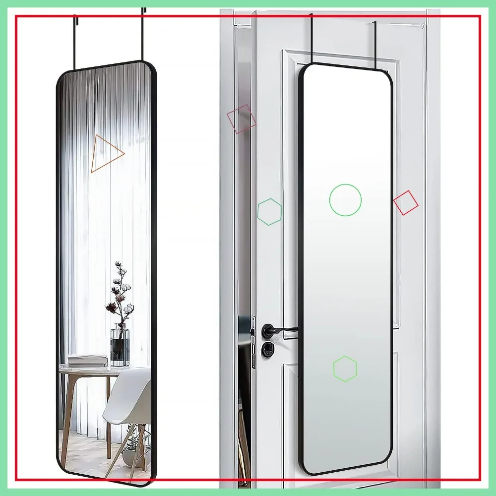 

47x14 Inch Full Body Mirror Rectangle Wall Mounted Aluminum Frame Dressing Makeup for Entryway Bedroom Bathroom