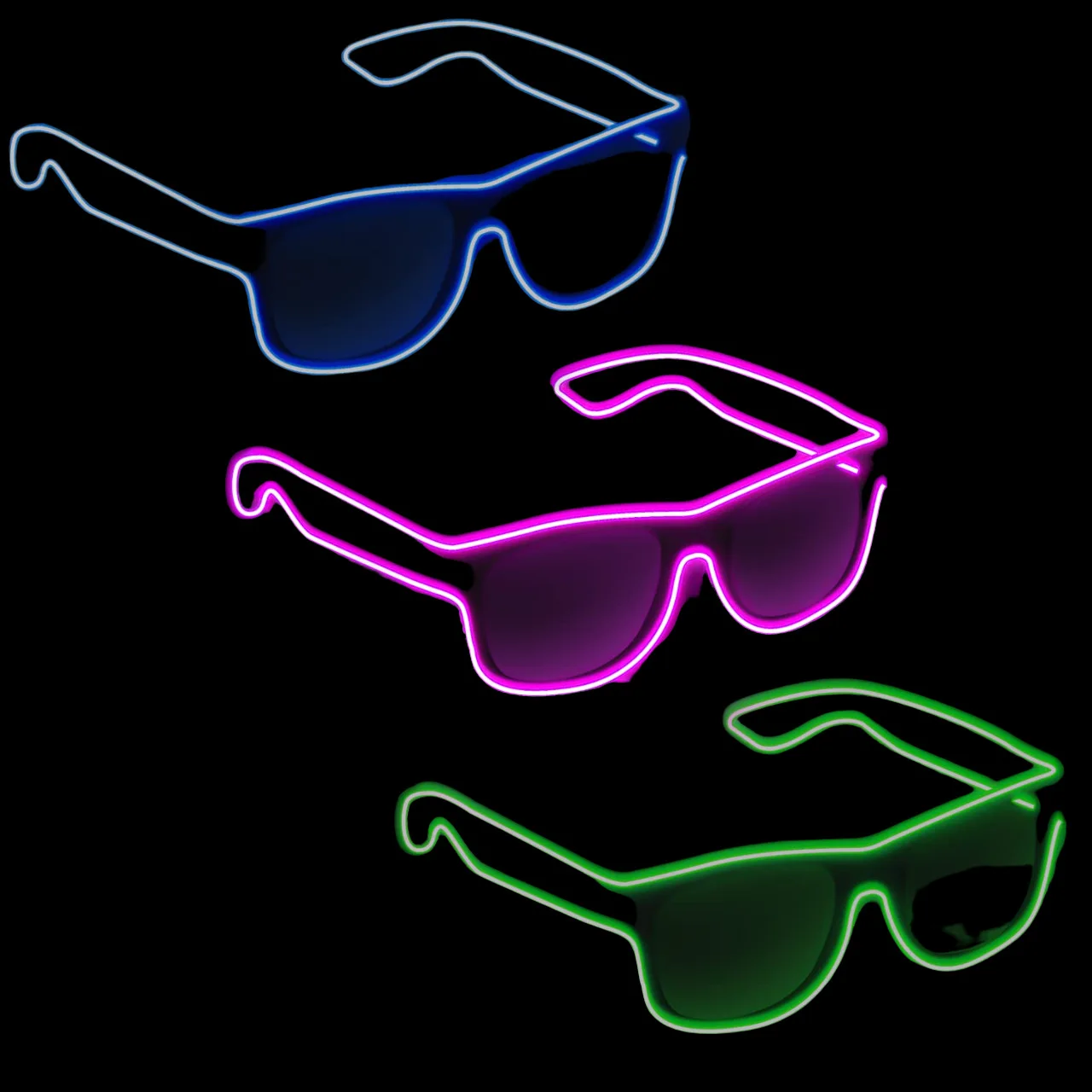 

Светодиодные очки для вечеринок, неоновые светящиеся очки, светящиеся солнцезащитные очки, LED-очки для бара, танцев, диджеев, яркие мигающие очки