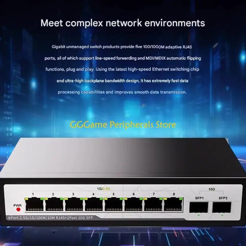 

U55B Professional 2.5G 10G Two Speed Switcher 8 Coppers Port 2 SFP Slots Metal Construction