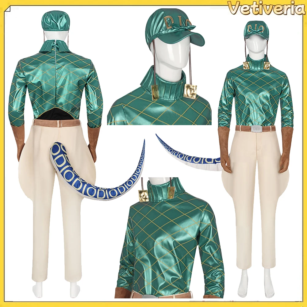 

Anime Bizarre Diego Brando Cosplay Costume Adventure Men Top Pants Hat Tail Belt Outfits Halloween Carnival Party Suit for Adult