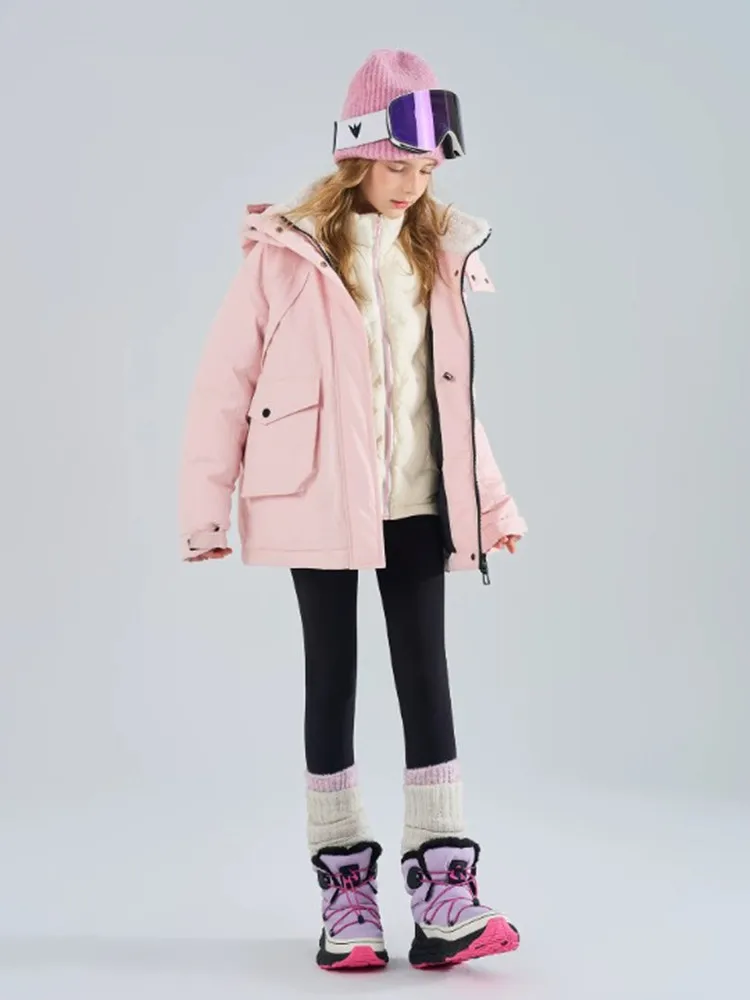 Mädchen-Skijacke mit Kapuze, Winterparka, dick, warm, wasserdicht, Kinder-Schneejacke, winddicht, Outdoor-Skijacke für Kinder von 5-14 Jahren, A5120 – Detail 9