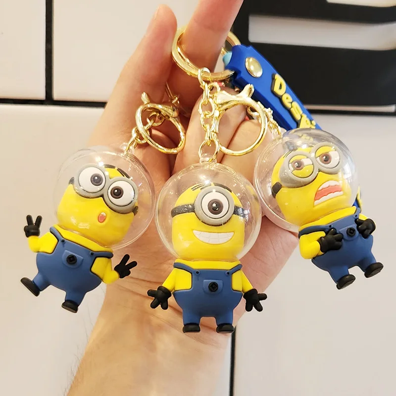 

Cartoon Creativity Minions Key Chain Cute Anime Silicone Model Toy Kawaii Children Backpack Pendant Car Keys Decorative Chain