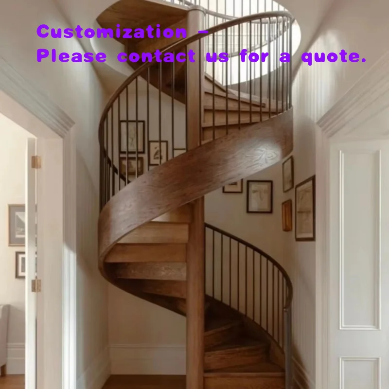 

custom.Modern Indoor Solid Wood Rotating Staircase Design with Artistic Handrails Simple and Fashionable Made in China