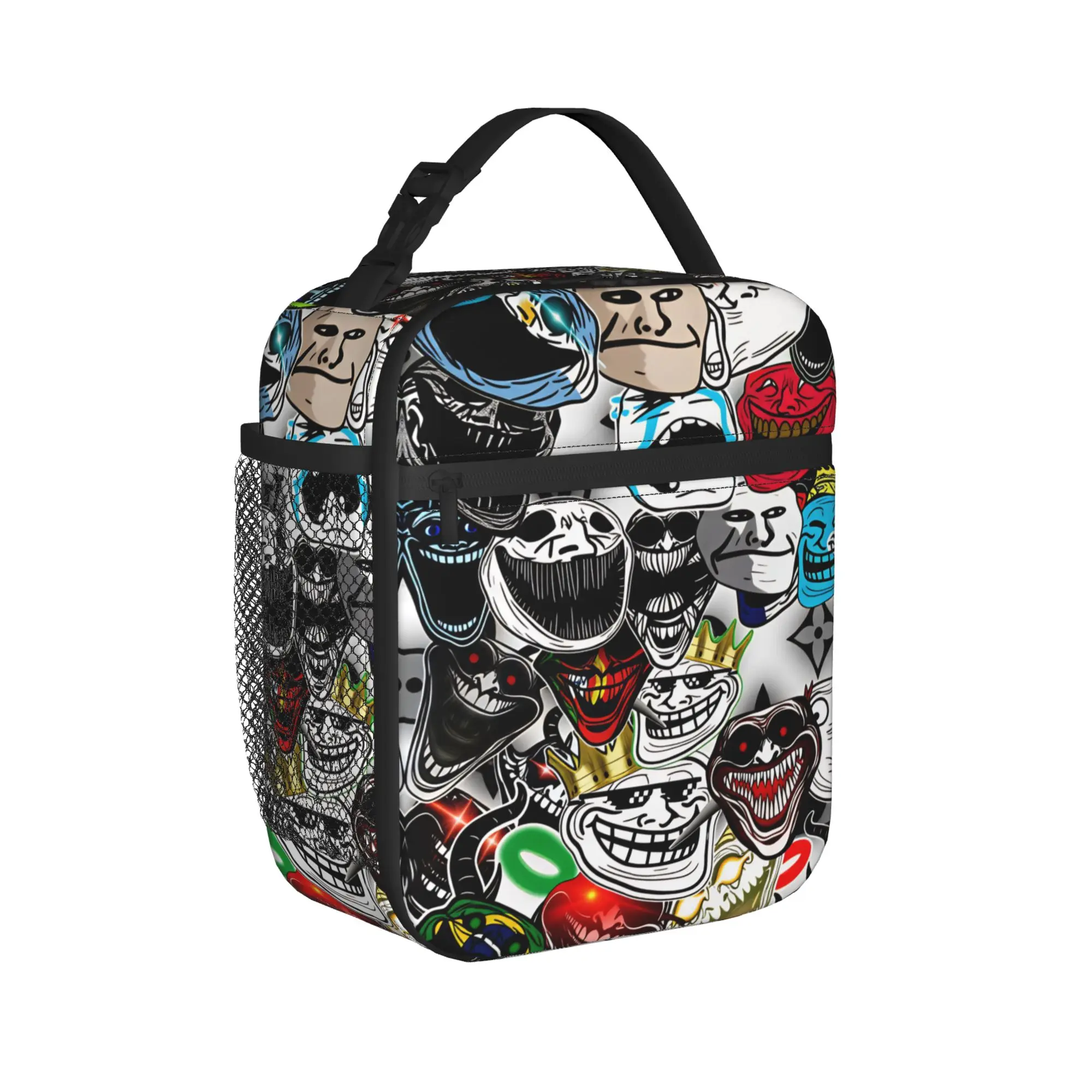 Trollface Funny Lunch Bag  Portable Lunch Box Men Office Custom Cooler Bag Cute Oxford Thermal Tote Handbags