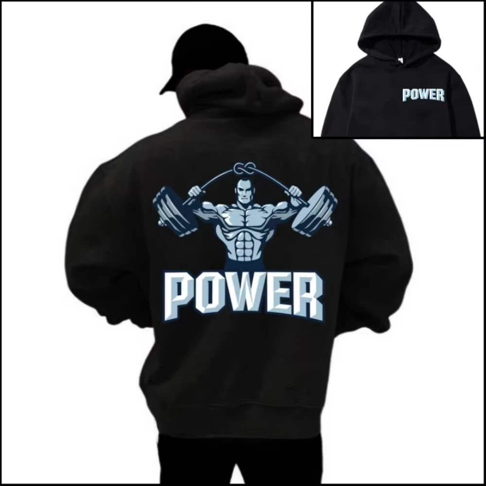 

Мужская повседневная модная флисовая толстовка с капюшоном — осенняя уличная куртка-пуловер с принтом, удобная толстовка для фитнеса и повседневной носки