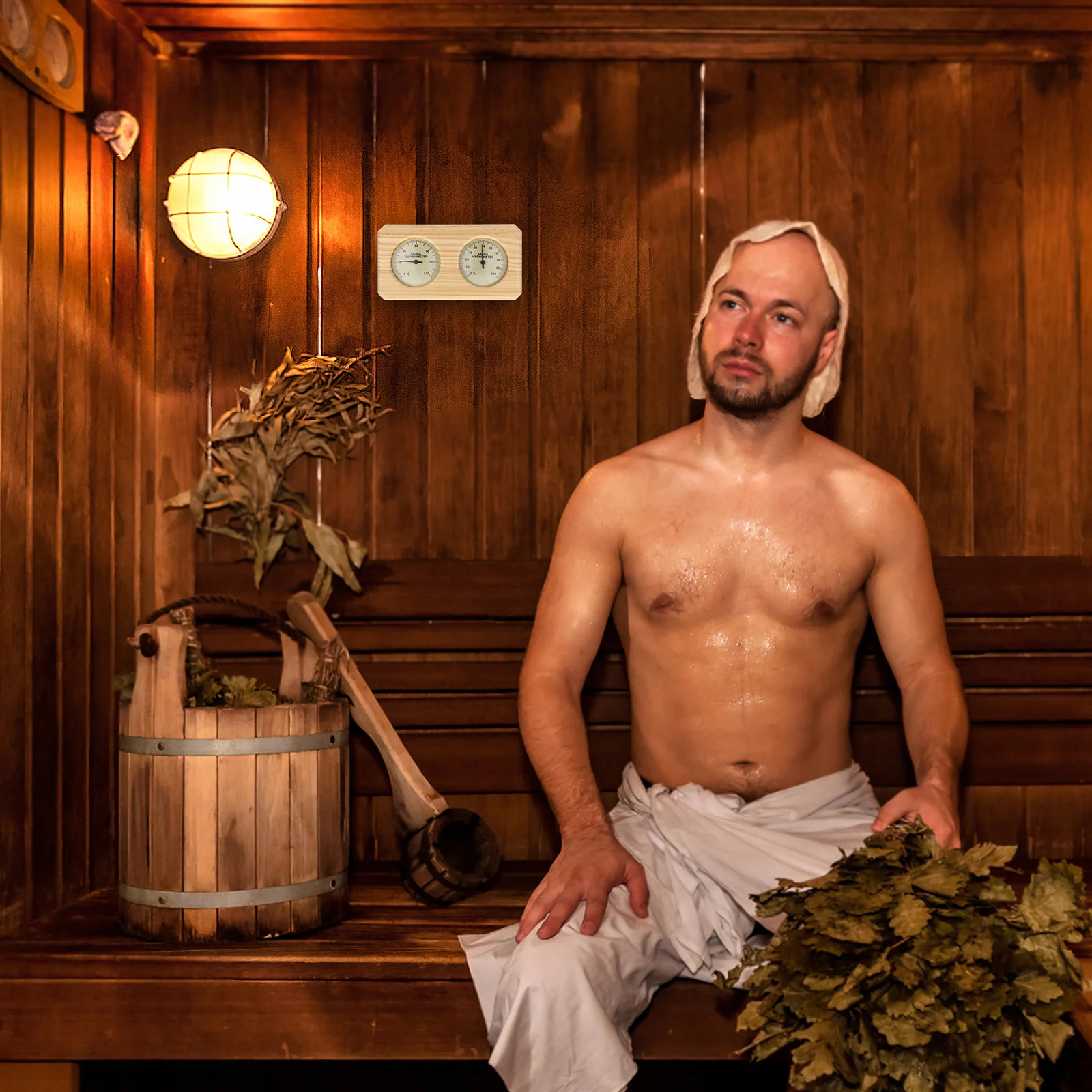 

Wooden Sauna Thermometer Hygrometer Indoor Sauna Room Temperature Humidity Meter Wall Mount Monitor House Thermometer Indoor