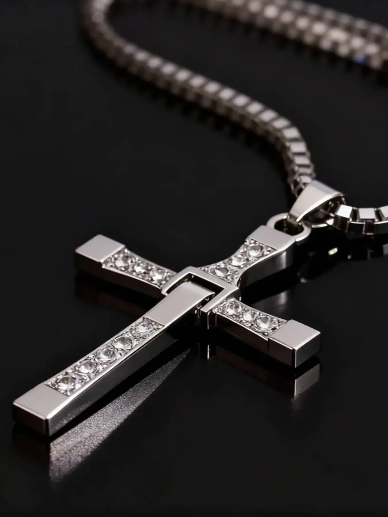 Shimmer Hub The Fast and Furious Dominic Toretto Cross Pendant Necklace Cross Shiny, Trendy, Unisex Street Style Cross Chain Design Cuban Link Chain Dainty Cross Necklace Cuban Links Necklace