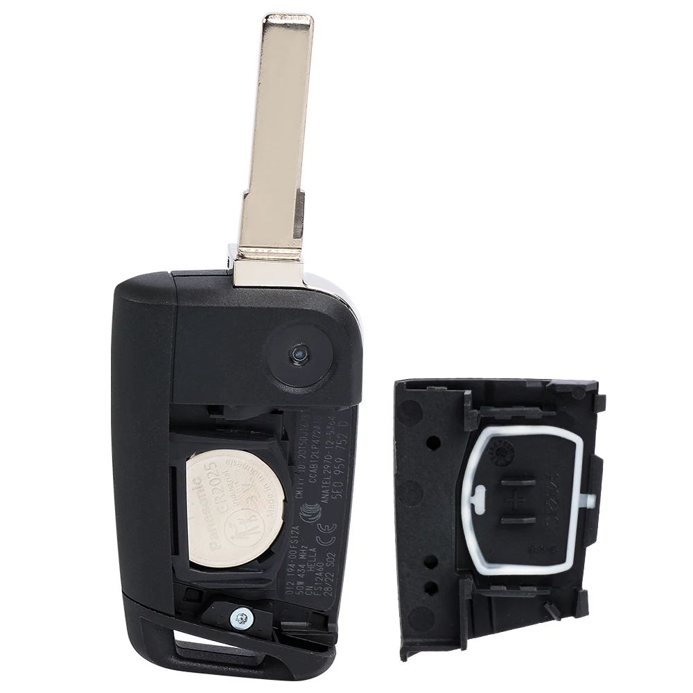 KEYECU 3 Buttons 434MHz MQB48 Chip for Skoda Rapid Octavia MK3 2013+ Auto OEM Board Flip Remote Control Key Fob 5E0 959 752 D