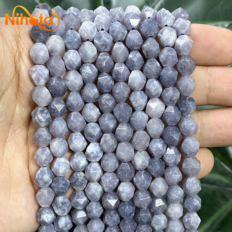 Faceted Natural Gray Chalcedony Loose Spacer Beads for Accessories Making Jewelry Diy Bracelet Necklace Earrings 15