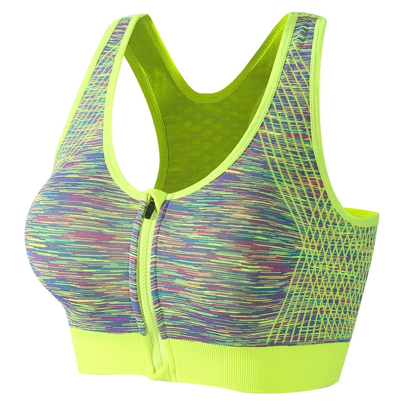 Women's Zip Front Sports Bra High Impact Support Padded Workout Bra Racerback Gym Yoga Fitness Sports Top for Running