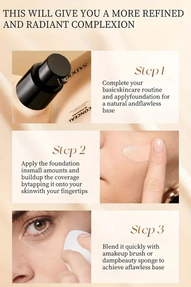 50ml ルミナスコンシーラーと長持ちするファンデーション、軽量で繊細、肌にくっつかず、簡単に輝くようなヌードメイクを実現、様々な肌タイプに適しています。