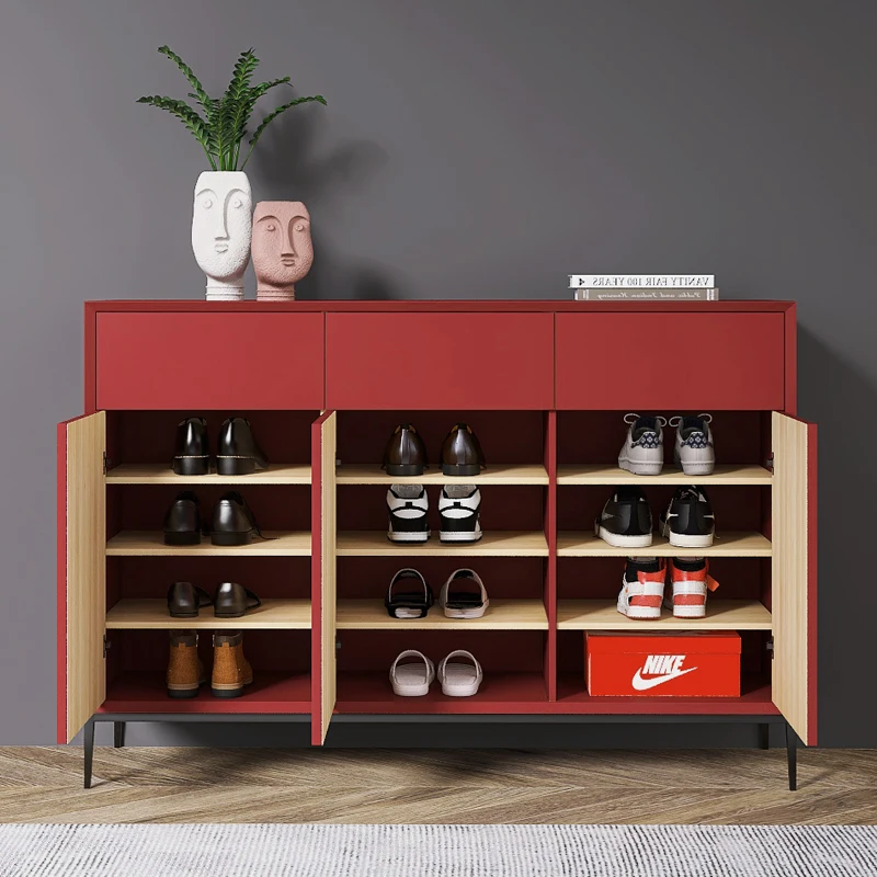 خزانة خذاء للتخزين المخفي تظهر غرفة المعيشة الحديثة رف الأحذية الإيطالي البسيط أثاث صانعي الأحذية العمودي الشمالي #6