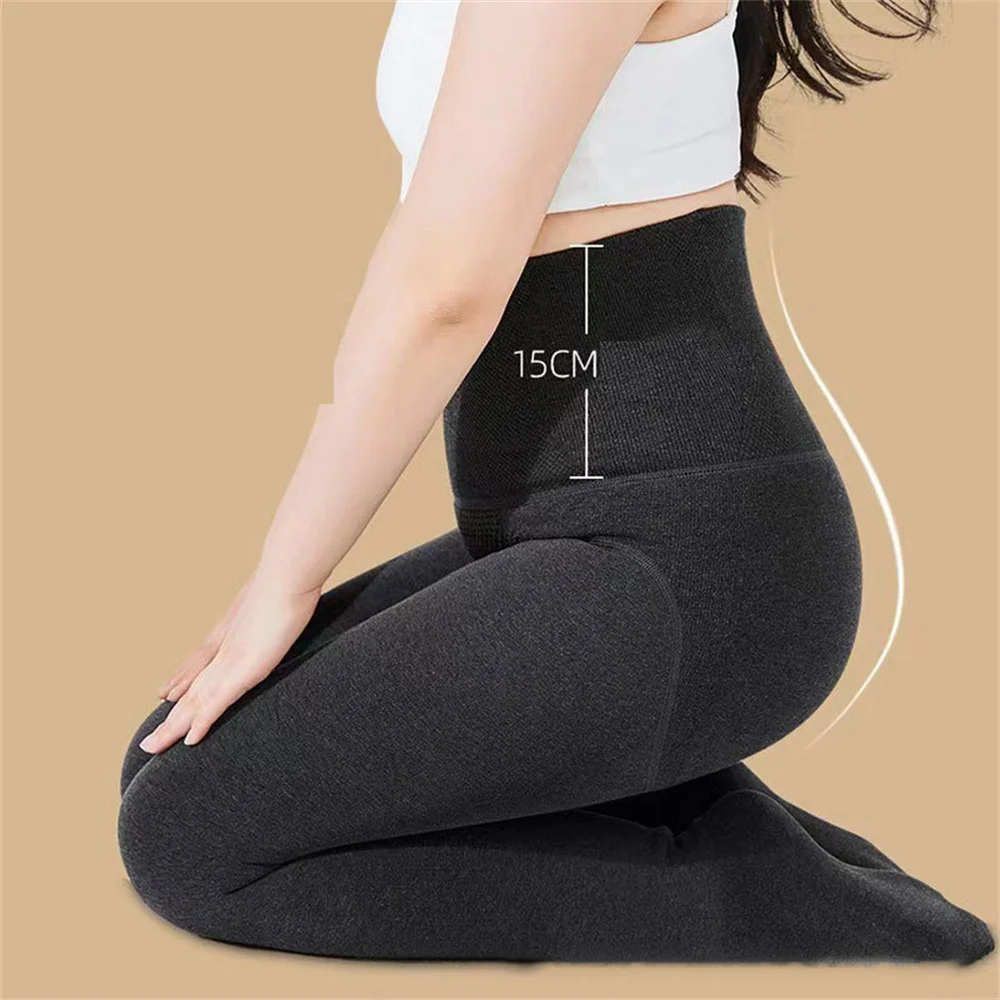 Curvy Plus Size High Waist Cashmere Leggings For Women  Thermal Tights Thick Soft Stretchy Winter Leggin Fleece Warm