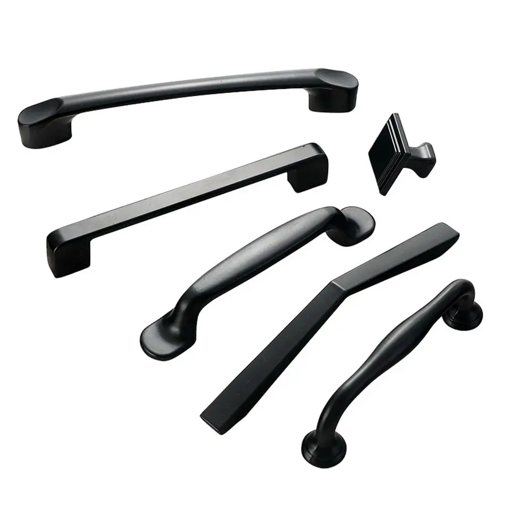 

Matte Black with Screw Home Improvement Wardrobe Door Pulls Furniture Hardware Cabinet Handles Cupboard Knobs Drawer Pulls