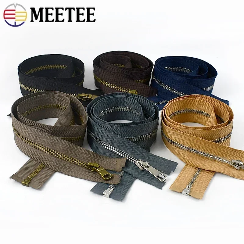 1/2Pcs 5# Meetee Metal Zipper 40-80cm Single Slider Open-End Zip for Sewing Jacket Clothes Decoration Cabbage Zippers Repair Kis