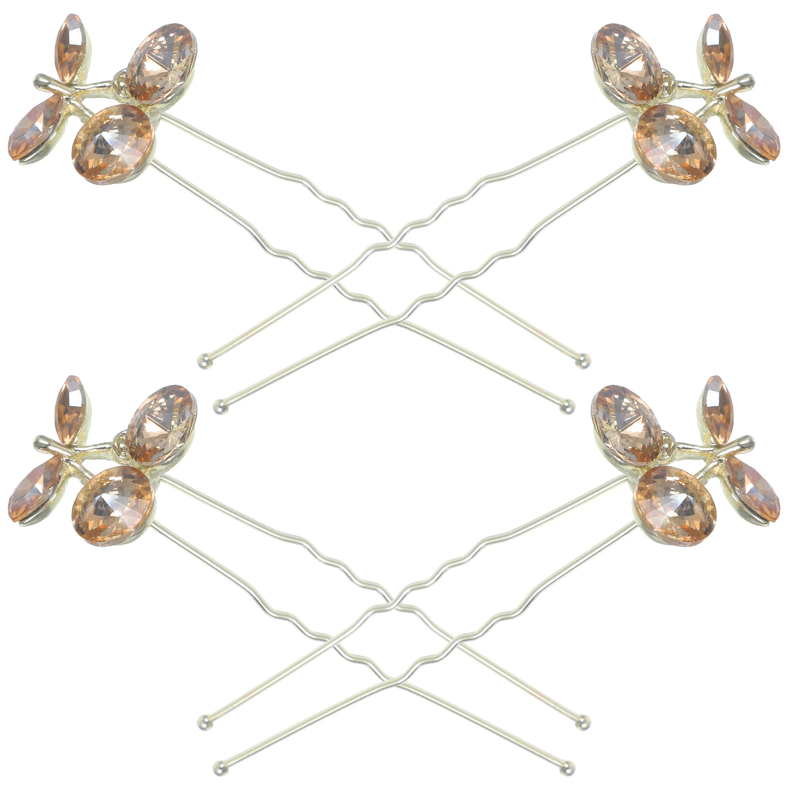 

4pcs Rhinestone Hair Forks Gems Zinc Alloy Wedding Accessories Girls Hair Sticks Decorative Hairpins Versatile Hairstyles Prom