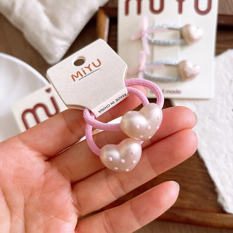 new-sweet-pink-love-dot-korean-version-of-children's-hairpin-girl-heart-versatile-pink-girl-hairpin-rubber-band