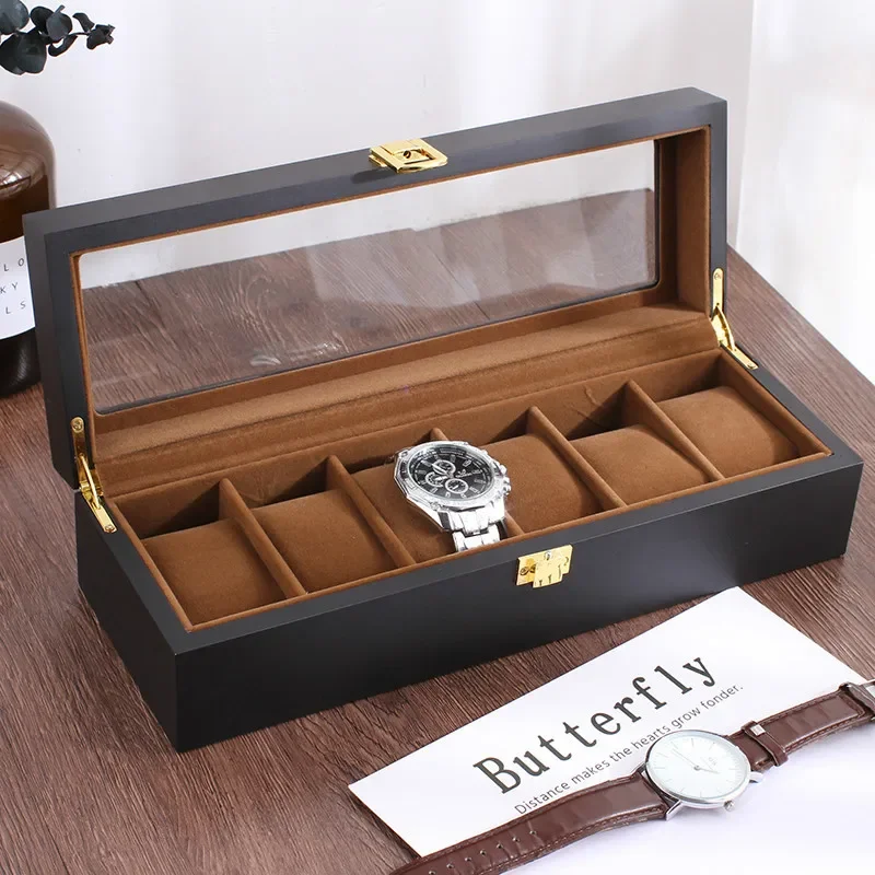 Handmade Wood Watch Display Case, Porta Jóias, Organizador De Armazenamento para Segurar Relógio, 6 Grades, 10 Grades, 12 Grades