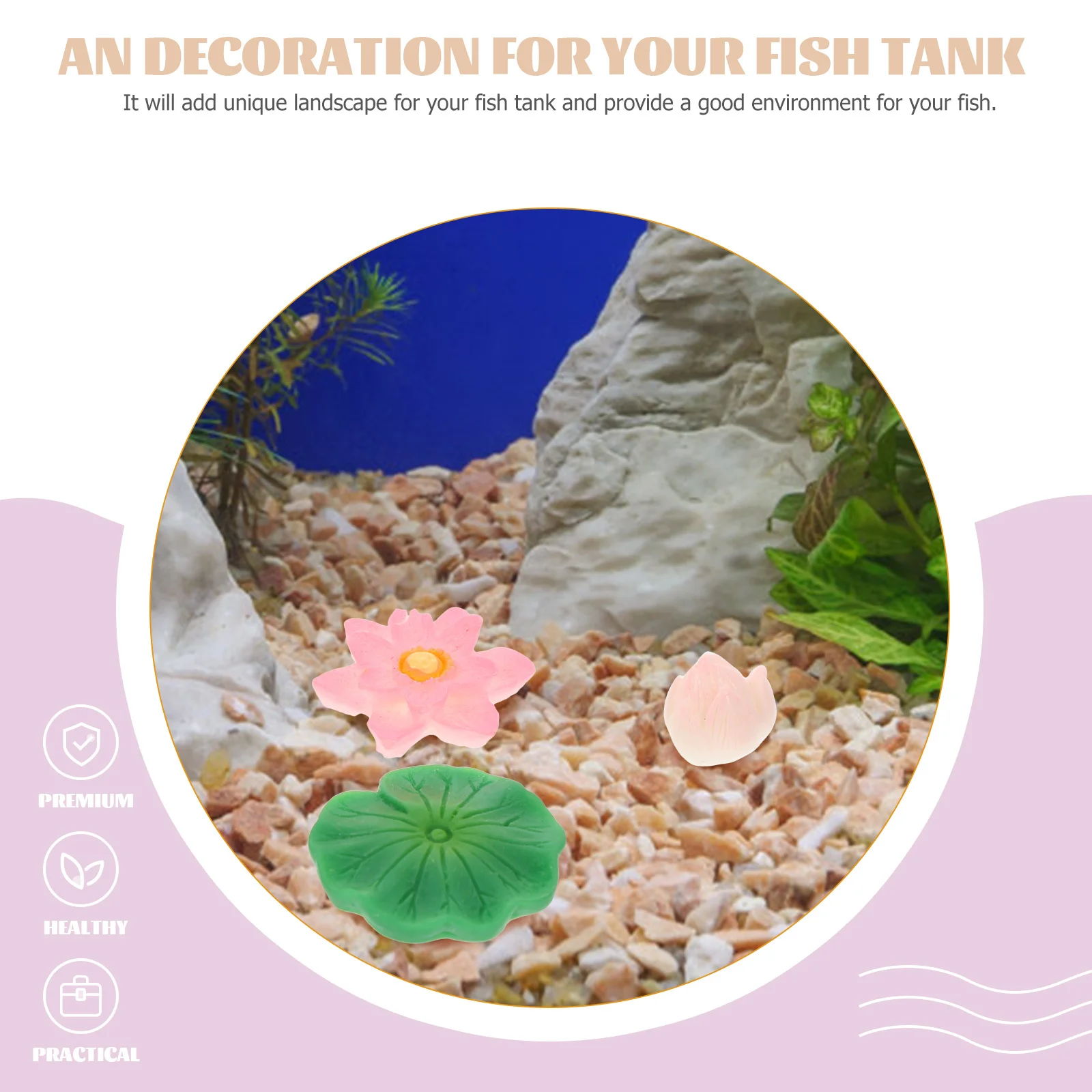 

12pcs Lotus Resin Ornament Aquarium Craft Fish Tank Decoration Landscape Ornament Waterproof Lifelike Pet Supplies