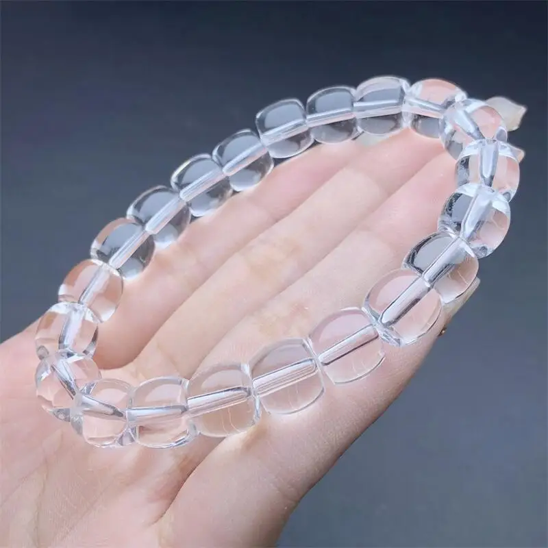 Natural Clear Quartz Bracelet Handmade Crystal Quartz Jewelry Stretch Bangle Children Birthday Gift 1PCS 8/10MM