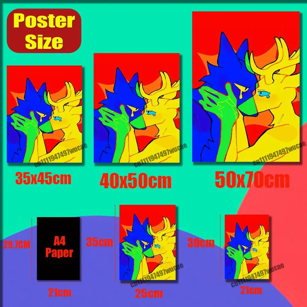 For B-Beastars Legoshi Louis Poster Cover Sticker Paper Home Decoration Custom Self-adhesive Souvenirs Playbill