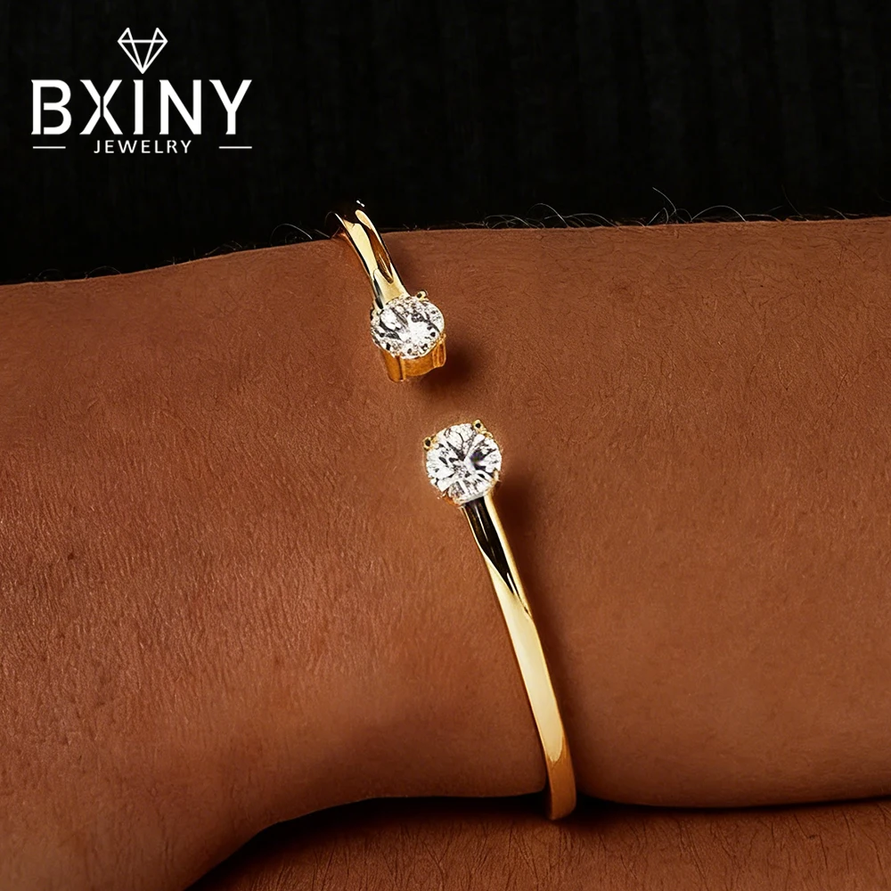 

BXINY браслеты из муассанита с 2 камнями 5 мм, 100% S925, посеребренный браслет из золота 18 карат с бриллиантами для женщин, подарок на вечеринку, ювелирные изделия, сертифицированные GRA