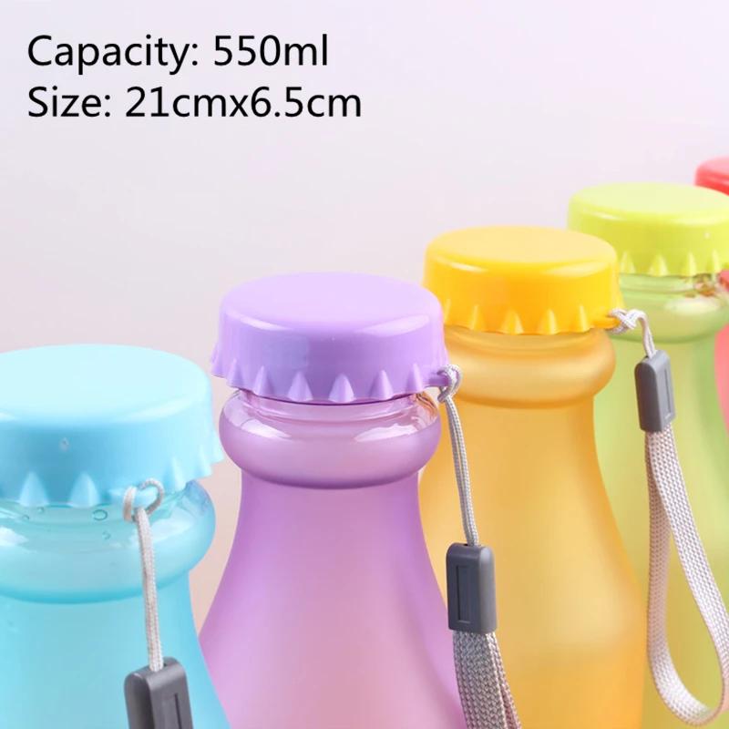 550ml Plastic Water Bottle for Drinking Portable Sport Tea Coffee Cup With Rope BPA Free Kid Water Bottle for School Transparent