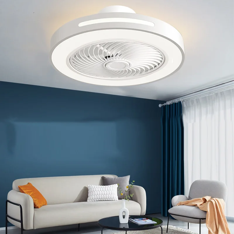 Modern Chandelier with Ceiling Fan Silent Bedroom and Dining Room Lights RC Dimming Indoor Lighting Frequency Conversion Design