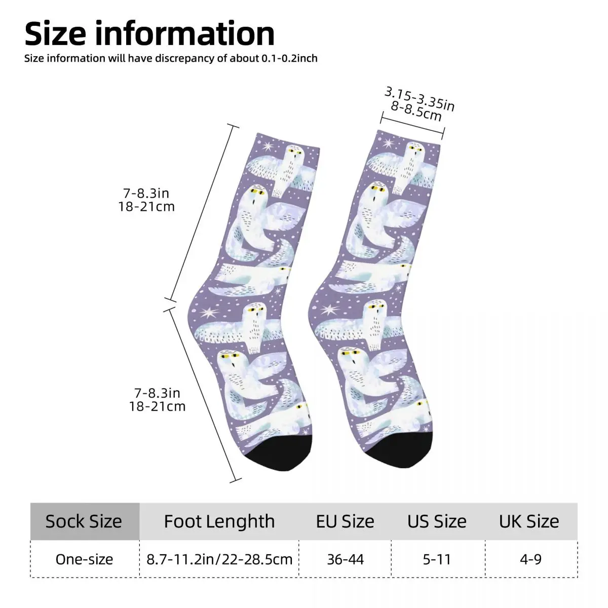 Snowy Owls Sock Printed Man Polyester