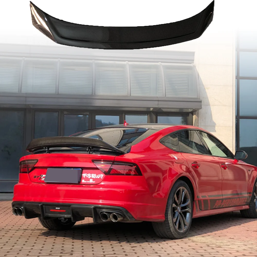 

R Style High Quality Real Carbon Fiber Material Spoiler For Audi A7 S7 RS7 2013 - 2018 Carbon Fiber Rear Spoiler Trunk Wing