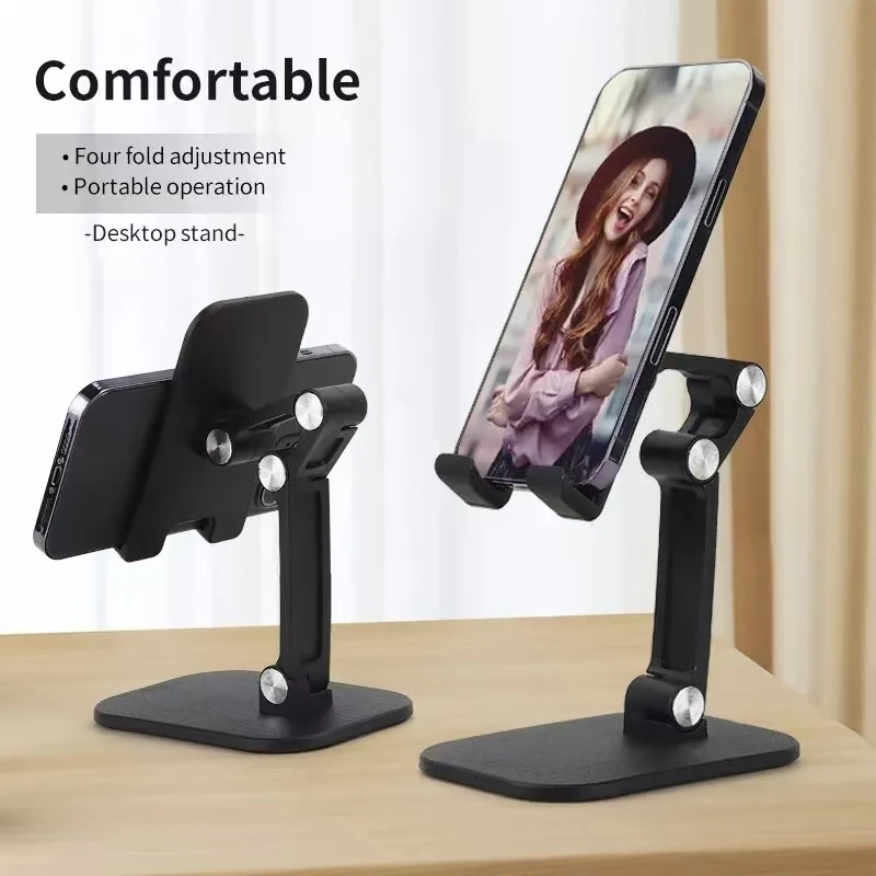 1PC Three Sections Foldable Desk Mobile Phone Holder For iPhone iPad Tablet Flexible Table Desktop Adjustable