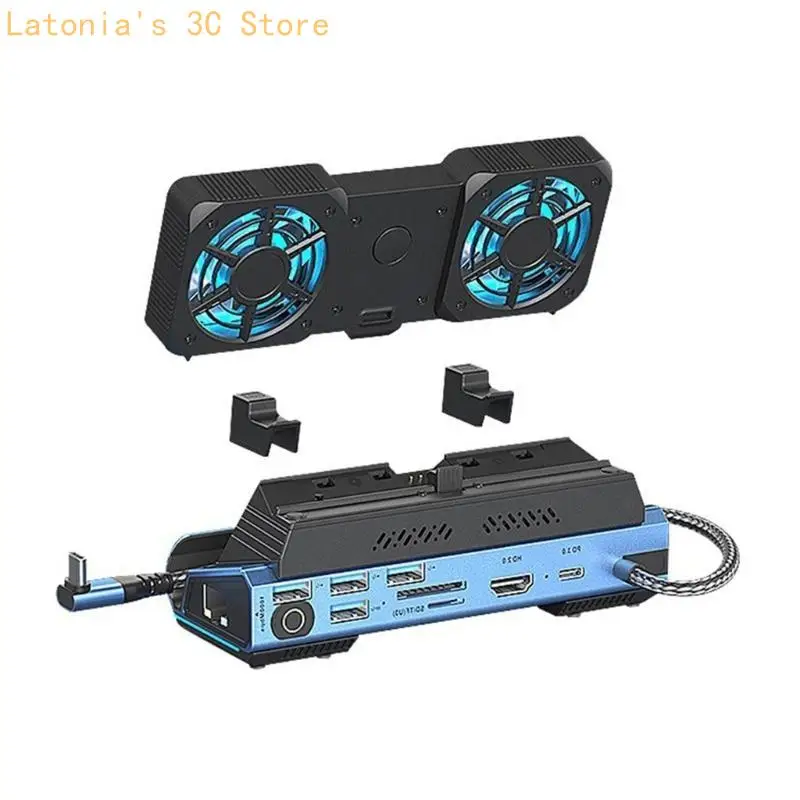 Dock Station 4K@60Hz RJ45-Kartenleser für Konsolen-Multiport-Adapter mit Festplattenkartuschen-Lüfter X3UB – Detail 5