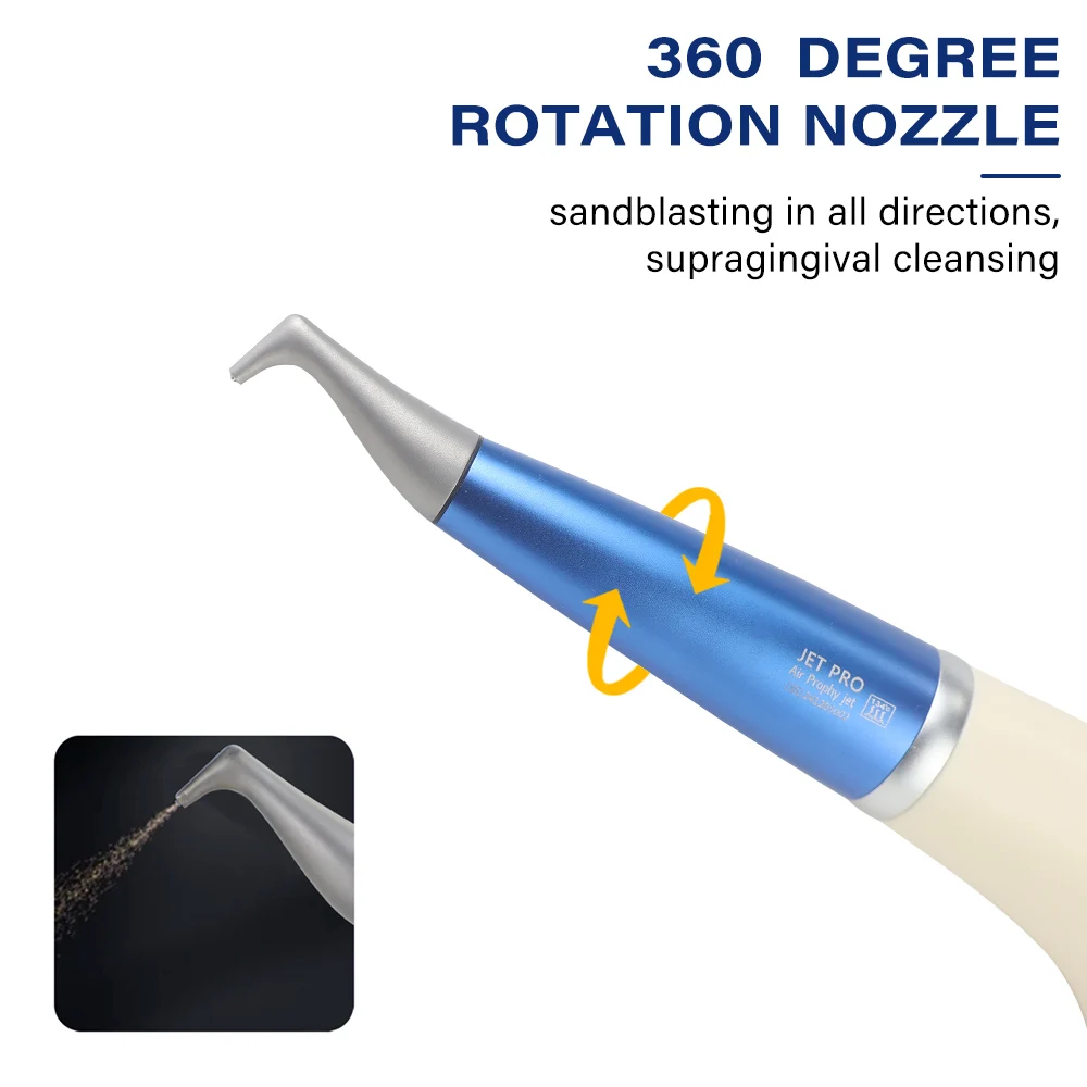Dental Jet Pro AirPowered Polisher KV Quick‑Connect Fitting 360° Rotatable Detachable Handle for Dental Stain Removal
