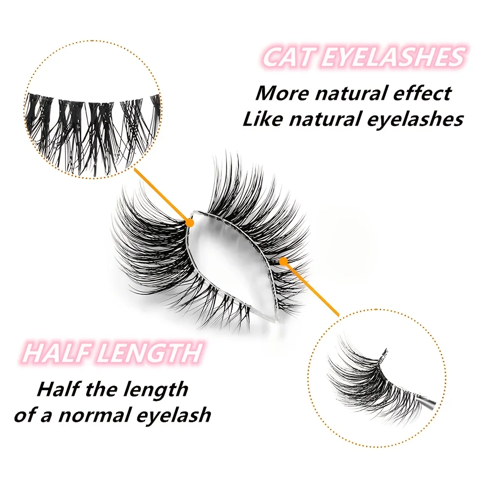 14-Pair Transparent Half-Eye False Eyelashes Cat Eye Natural Look Short Lashes Non-Intrusive Makeup Suitable for Daily Use to Ma
