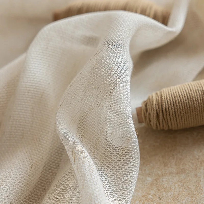 

Linen Sheer Curtains for for Living Room Tulle for Window Curtains Cream Natural Wood Color Soft Voile Drapes Bedroom Home Decor