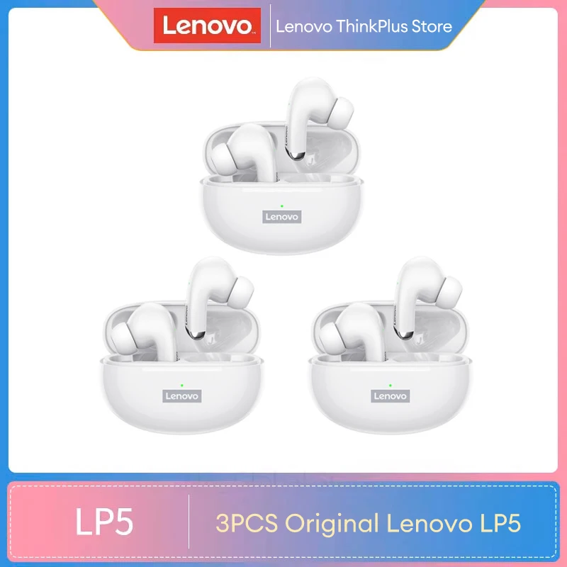 3PCS Lenovo LP5 Gaming Wireless Headphones Bluetooth Earphones HiFi Music Earbuds With Microphone Sports Waterproof Headset