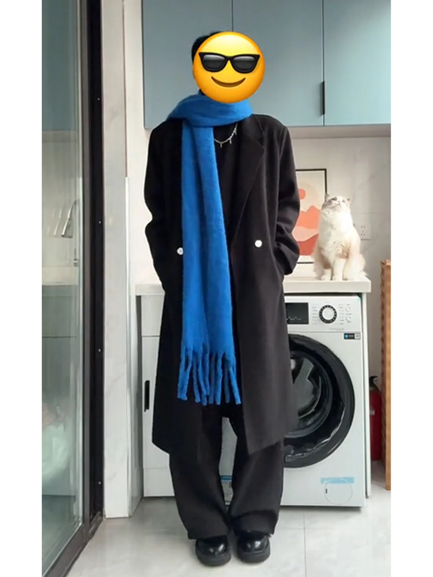 

Мужское пальто средней длины Bla, зимнее модное высококачественное шерстяное пальто длиной до колена, верхняя одежда длиной до плеч, корейский Sle