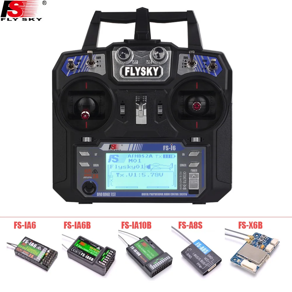 FLYSKY FS-i6 i6 2.4G 6CH AFHDS Transmitter With iA6B X6B A8S R6B iA10B RX2A Receiver Radio Controller for RC FPV Drone Airplane