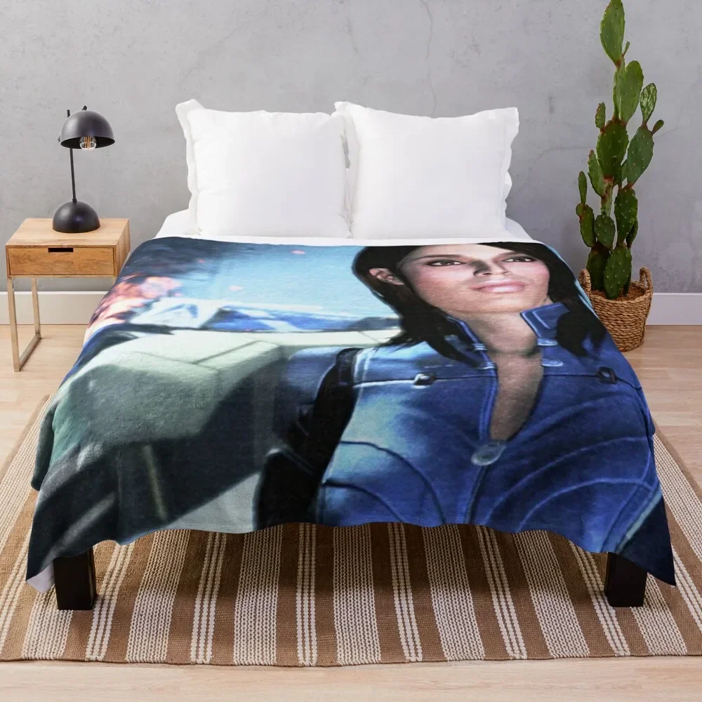 

Mass Effect: Ashley Williams Digital Wall Painting Throw Blanket Large Plaid on the sofa Blankets