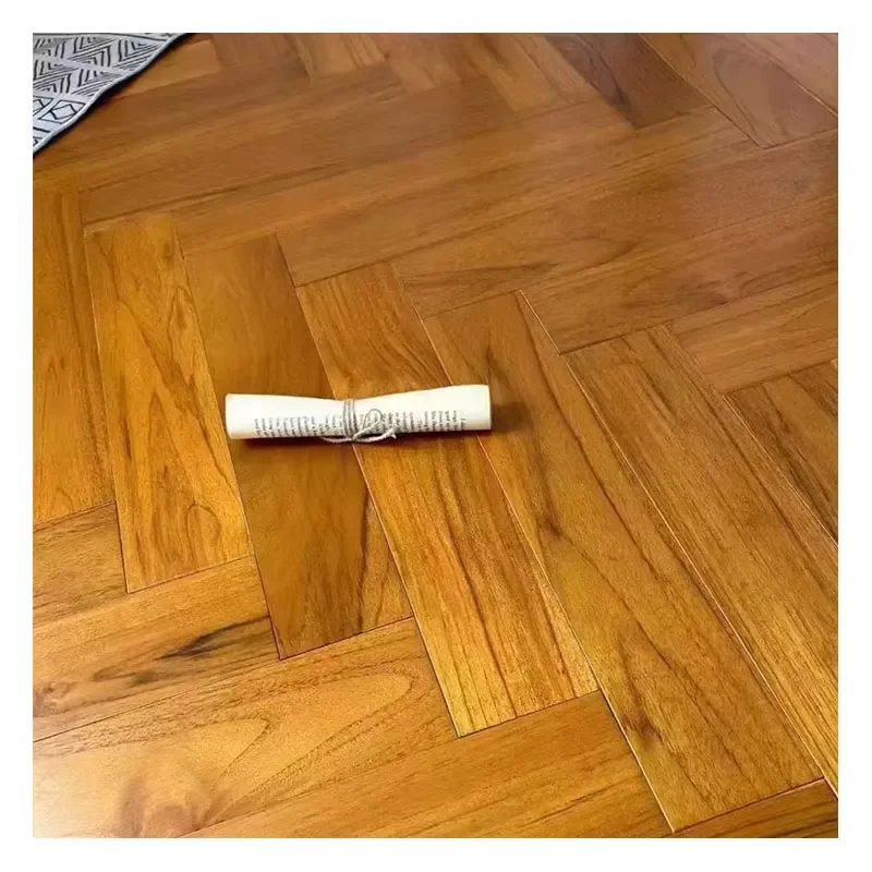 Custom Item, Contact Us High Quality Natural Burma Teak Herringbone Spell Log Pure Solid Wood Flooring Heating Household