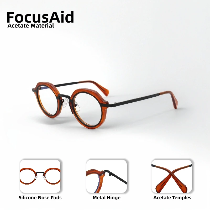 

Мужские и женские модные очки в стиле стимпанк, круглая ацетатная оправа в стиле ретро, оптические очки с прозрачными линзами, оправа без градусов