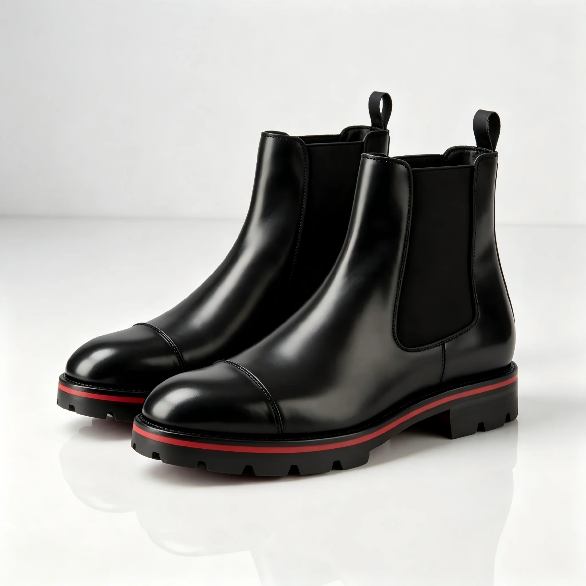 Punk Rivet Chelsea Ankle Boots Patent Leather Thick Sole Slip On Luxury Rock Style Non Slip Streetwear Nightclub Short Boots