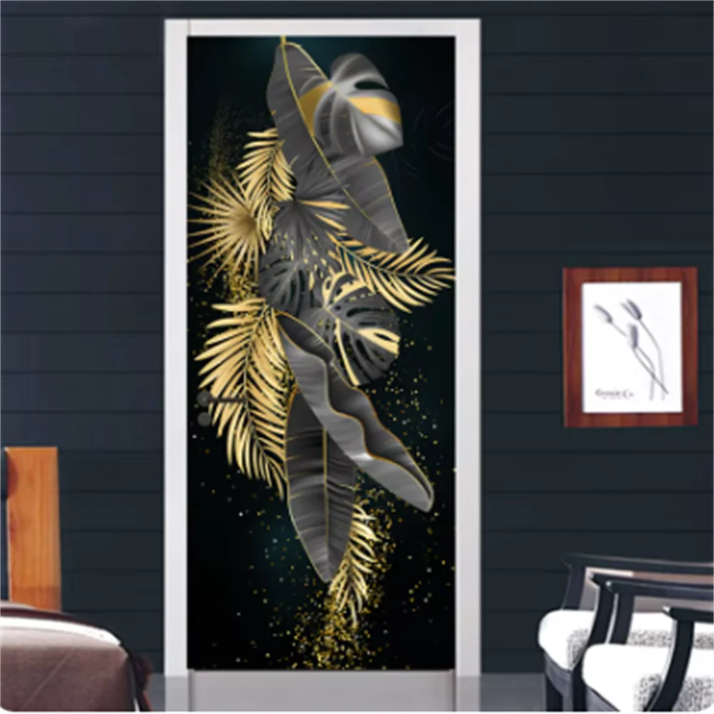 Custom wallpaper Staircase Steps Door Stickers Self Adhesive Waterproof abstract golden deer apricot leaf entrance decoration