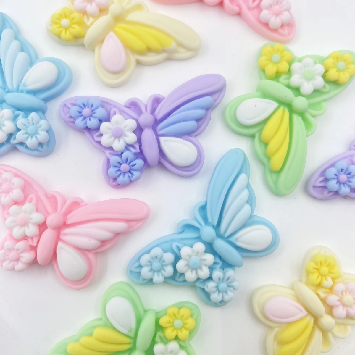 10PCS kawaii butterfly flat back resin figurines DIY scrapbook bow accessories home crafts