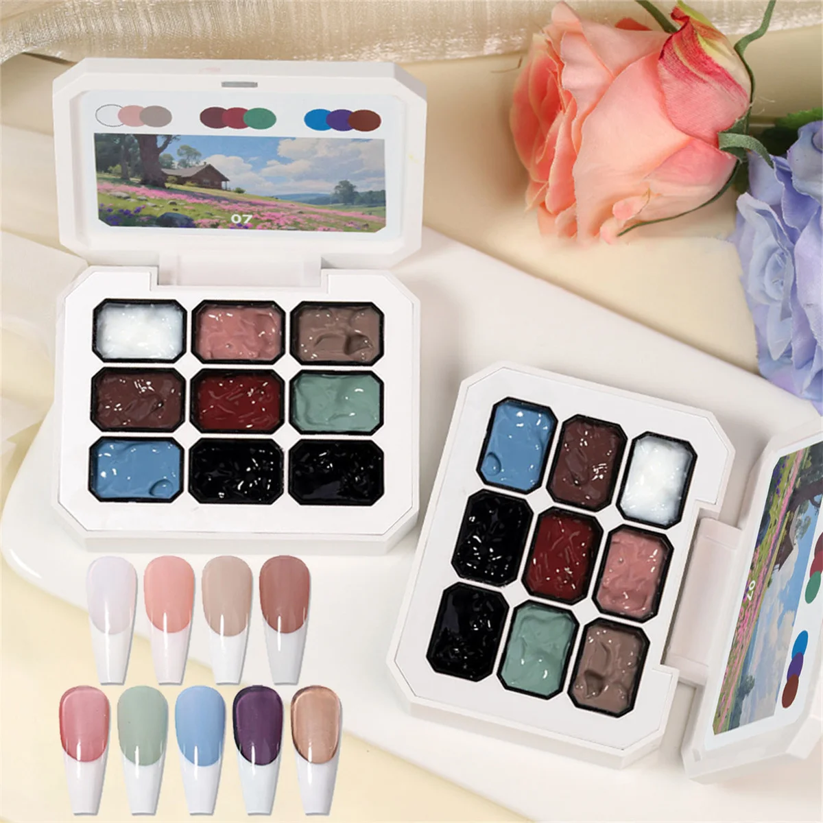 1PC 9 Colors Patting Painting Gel Nail Polish Blooming Transfer Design UV&LED Soak Off Gel Varnish Gradient Pat Gel Palette Diy