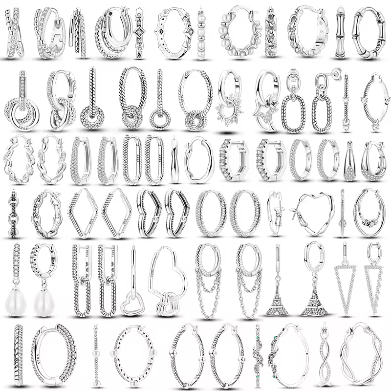 מכירה חמה 2025 עגילי חישוק מבריקים עם זירקונים 925 כסף עיגול לב עגילים לנשים תכשיטי חתונה ואירוסין