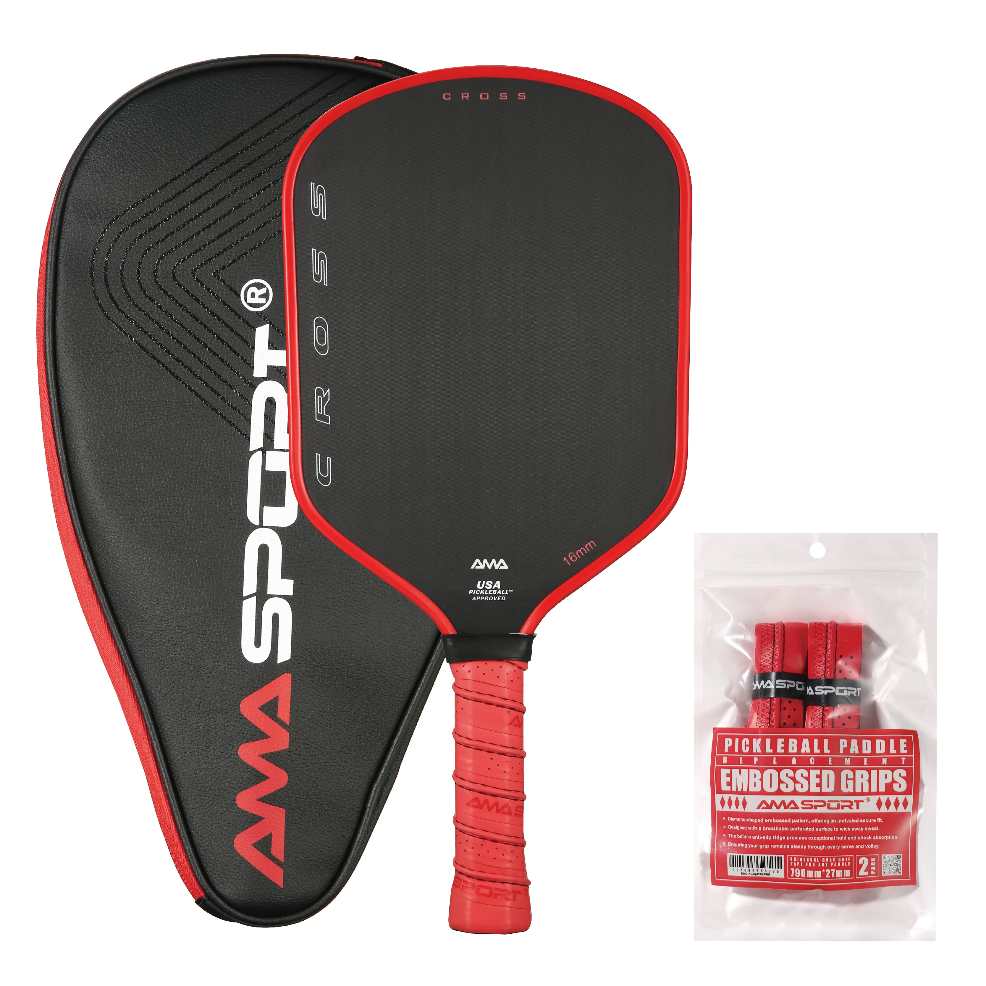 

AMASPORT USAPA Pickleball Paddle Raw Cross T700 Carbon Fiber 16mm Cross Tech Pickleball Paddles Racket with Paddle Cover