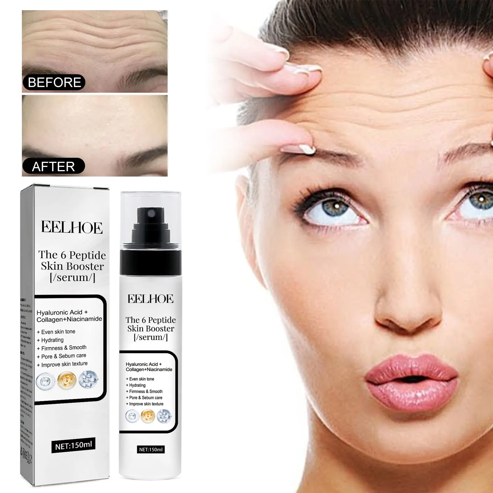 Hyaluronic Acid Face Serum Shrink Pores Collagen Dark Spots Remover Fade Wrinkles Anti Aging Improve Rough Dull Facial Skincare